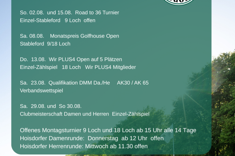 Ausblick August im GC Hoisdorf