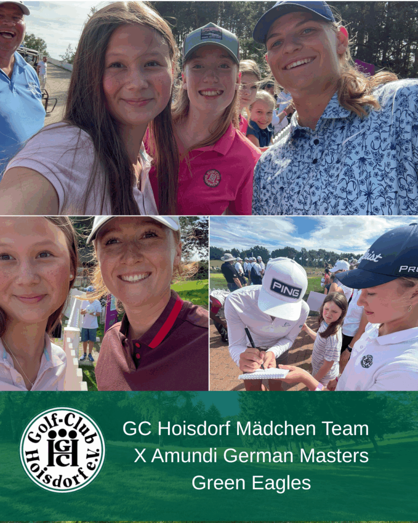 Golf hautnah erleben – unser Mädchen Team bei den Amundi German Masters
Unser Mädchenteam war am Finaltag der Amundi German Masters live dabei und durfte Weltklasse-Golf hautnah erleben. Spannende Eindrücke, inspirierende Begegnungen und jede Menge Autogramme – ein unvergesslicher Tag auf dem Green Eagle Nord Course!