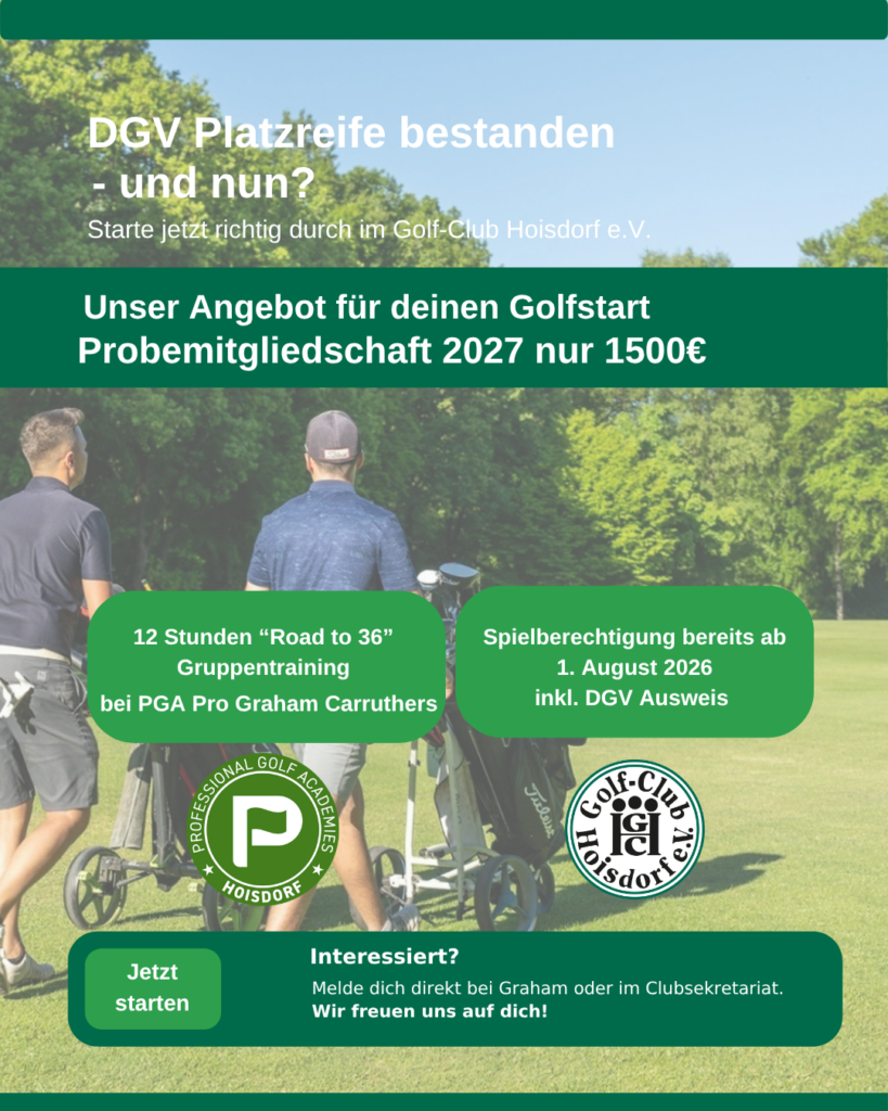 DGV Platzreife bestanden 2027 Angebot