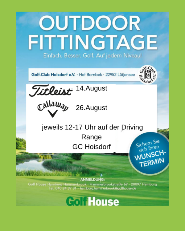 Fittingtage Golfhouse Sommer 2026