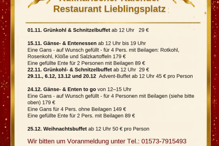 Adventszeit im Lieblingsplatz mit Preisen