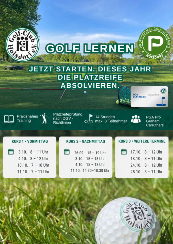 Termine Platzreife Herbst 2026