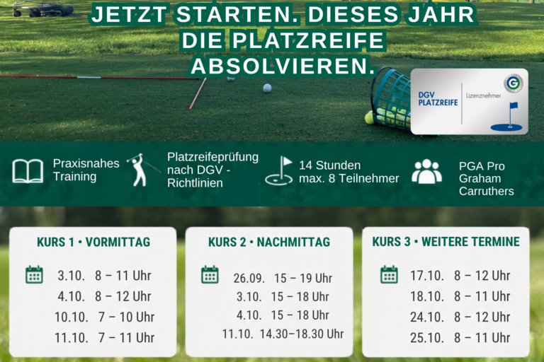 Termine Platzreife Herbst 2026