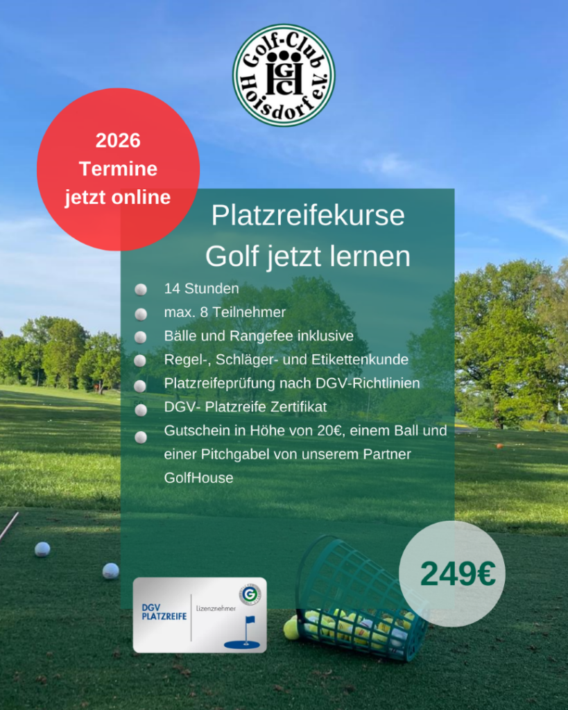 Platzreife Kurse im GC Hoisdorf jetzt online buchbar
